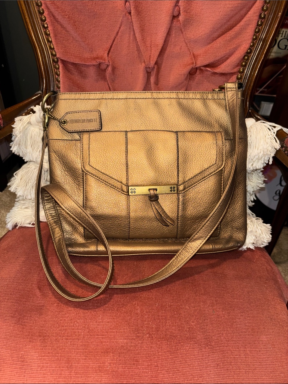Naturalizer Metallic Bronze Leather Shoulder Bag